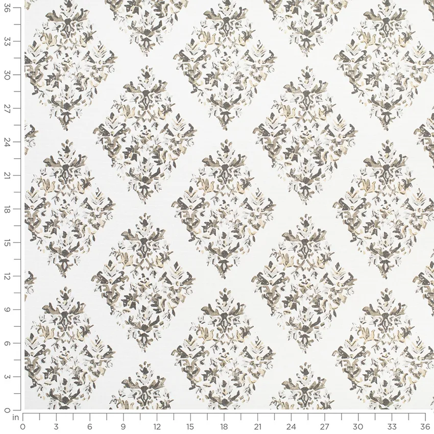 Hartley Pebble Grey & Silver Abstract & Geometric Prints Drapery and Upholstery Fabric by the Yard — Scale in inches