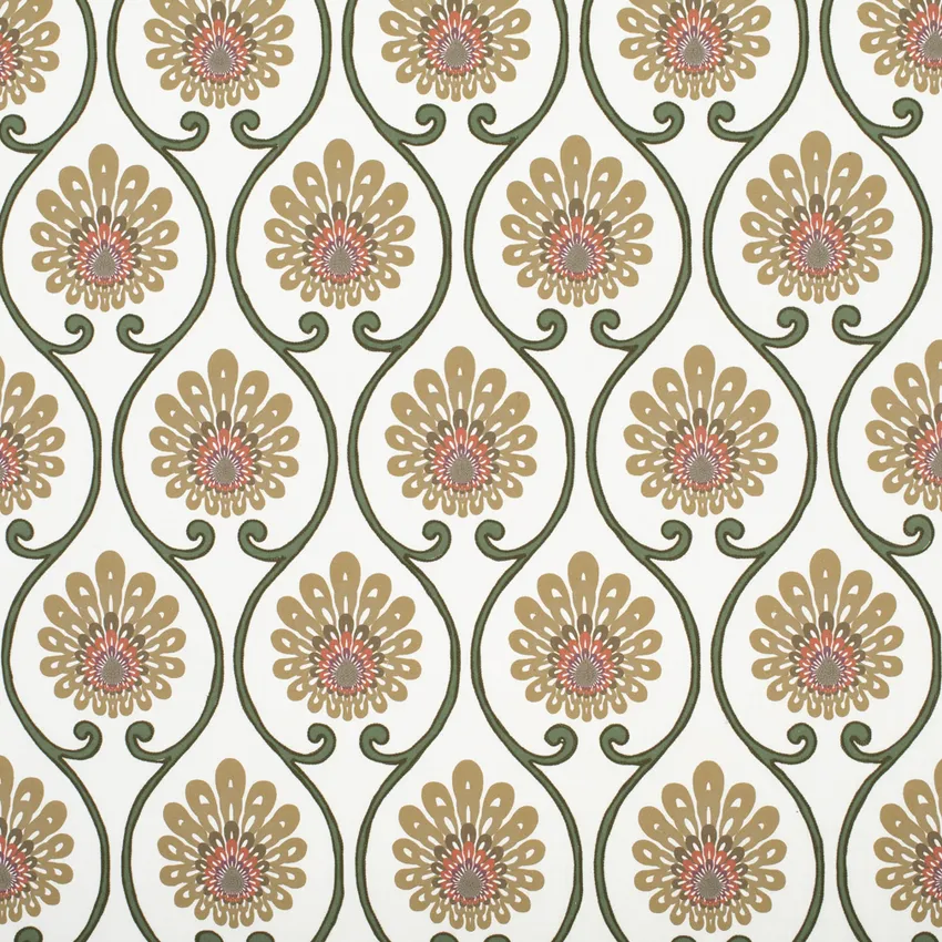 Hayworth Ivy Gold & Yellow Abstract & Geometric Embroidery Drapery and Upholstery Fabric by the Yard