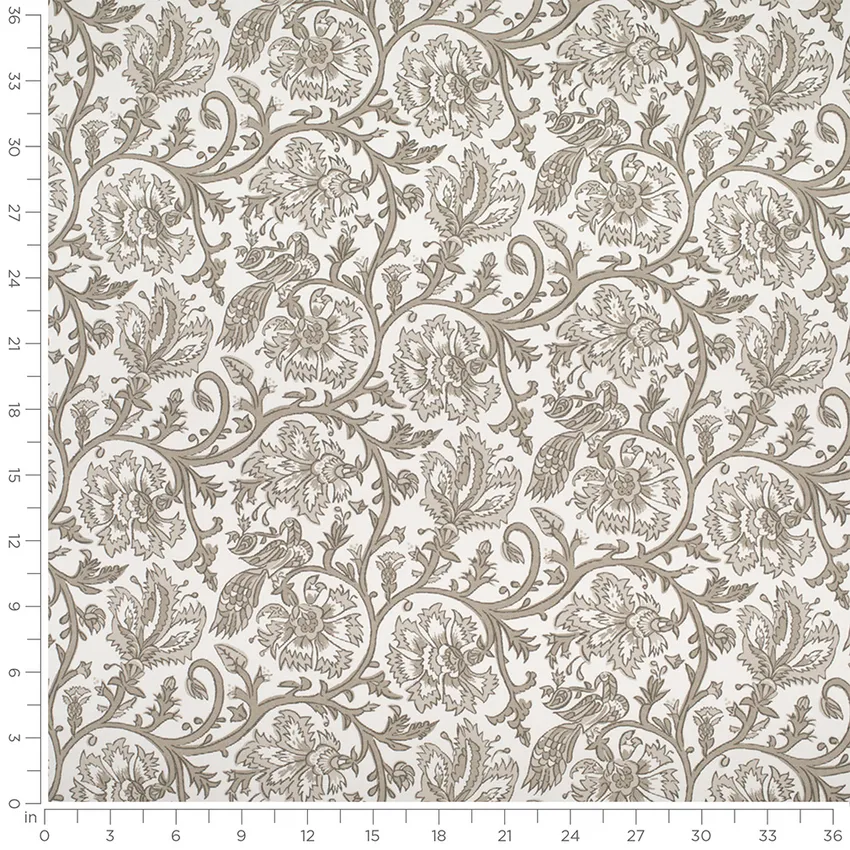 Helena Taupe Brown and Neutral Abstract & Geometric Canvas Denim & Twill Drapery and Upholstery Fabric by the Yard — Scale in inches
