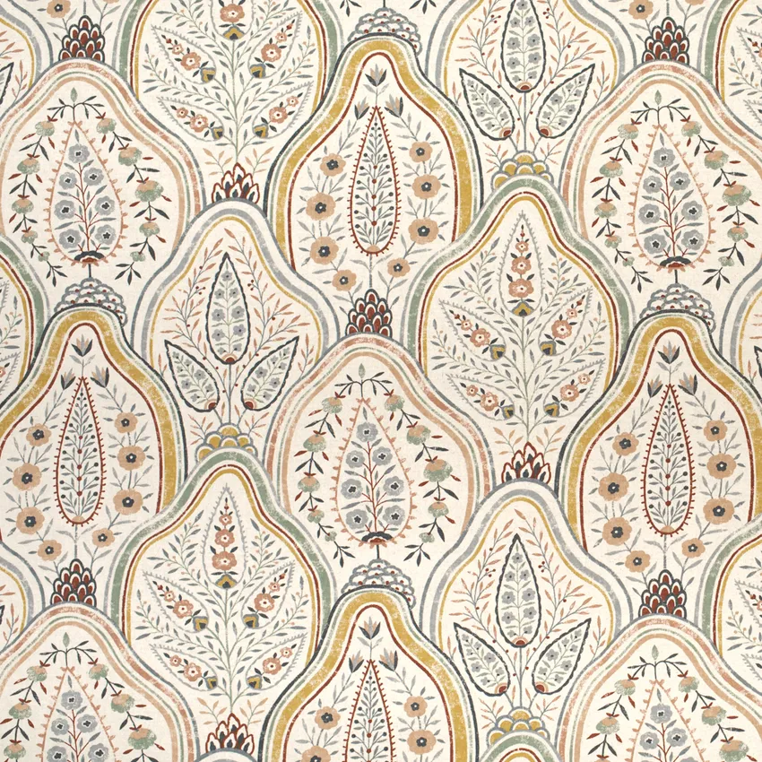 Ingrid Bluebird Blue and Gold & Yellow Abstract & Geometric Prints Drapery and Upholstery Fabric by the Yard