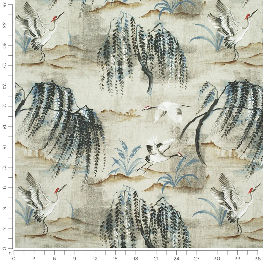 Joni Lapis Blue Abstract & Geometric Prints Drapery and Upholstery Fabric by the Yard — Scale in inches