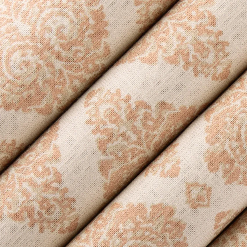 Josephine Salmon Coral & Peach Damask Prints Drapery and Upholstery Fabric by the Yard — Upholstery and Drapery Fabric