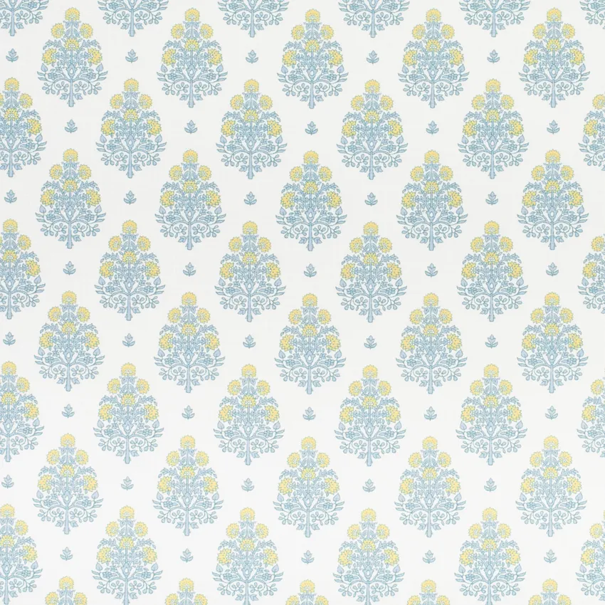 Julia Sky Blue Floral Prints Drapery and Upholstery Fabric by the Yard