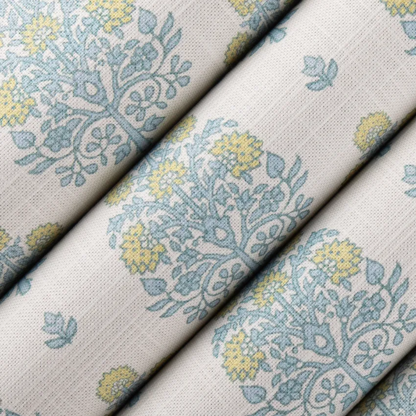 Julia Sky Blue Floral Prints Drapery and Upholstery Fabric by the Yard — Upholstery and Drapery Fabric