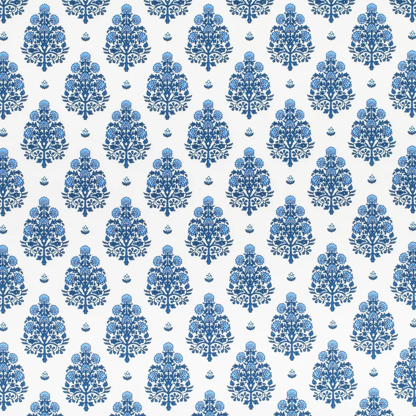 Julia Delft Blue Floral Prints Drapery and Upholstery Fabric by the Yard