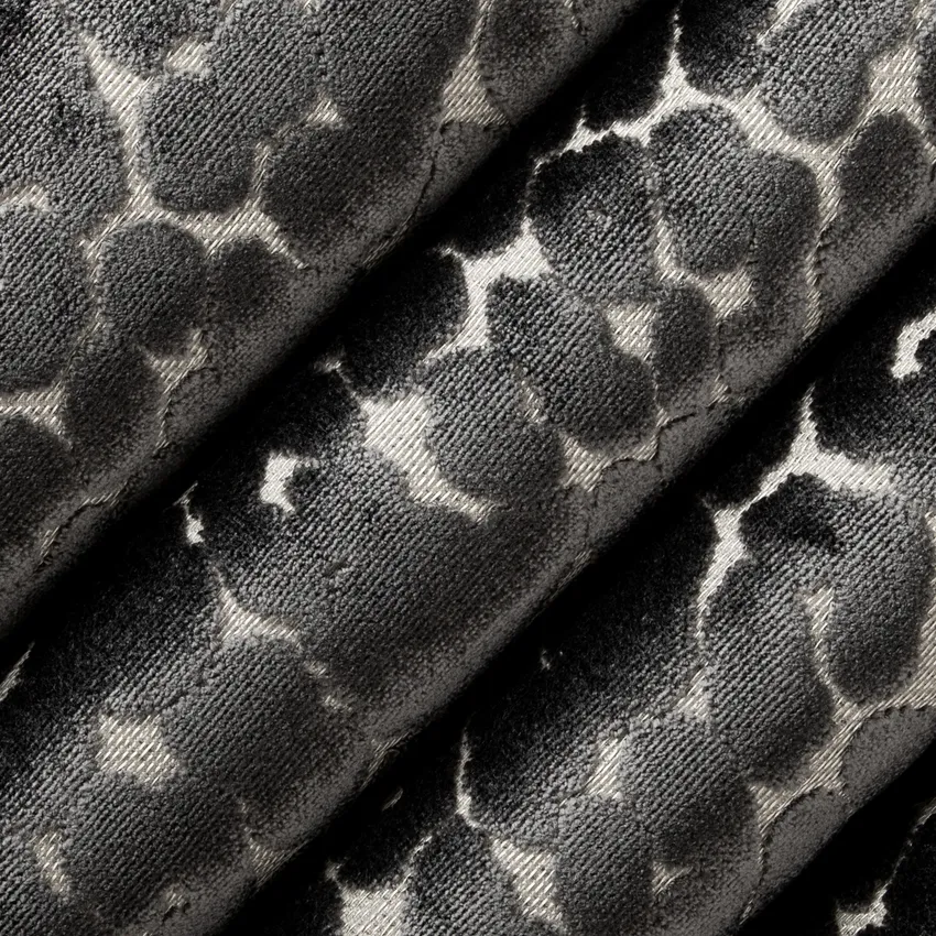 Juno Greystone Grey & Silver Abstract & Geometric Velvet Upholstery Fabric by the Yard — Upholstery Fabric