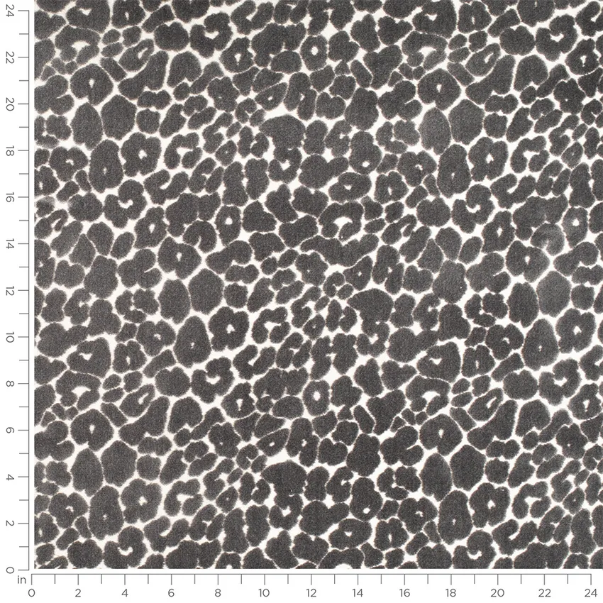 Juno Greystone Grey & Silver Abstract & Geometric Velvet Upholstery Fabric by the Yard — Scale in inches