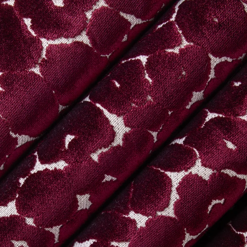 Juno Wine Red & Burgundy Abstract & Geometric Velvet Upholstery Fabric by the Yard — Upholstery Fabric