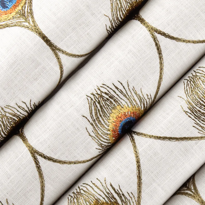 Kingston Olive Gold & Yellow and Green Abstract & Geometric Embroidery Drapery and Upholstery Fabric by the Yard — Upholstery and Drapery Fabric