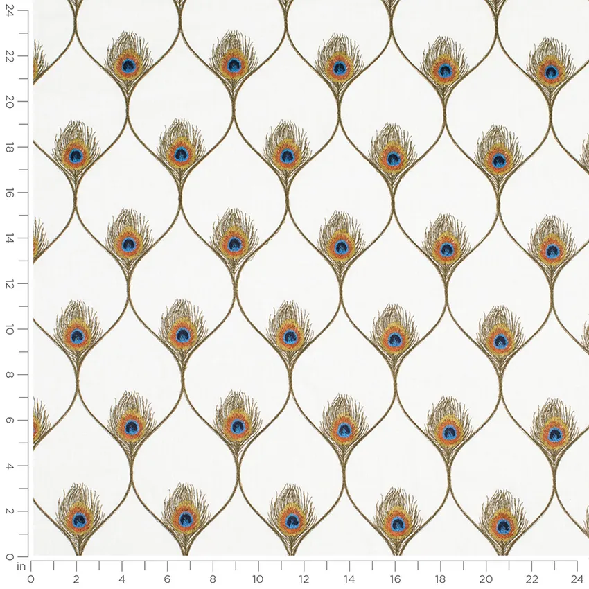 Kingston Olive Gold & Yellow and Green Abstract & Geometric Embroidery Drapery and Upholstery Fabric by the Yard — Scale in inches