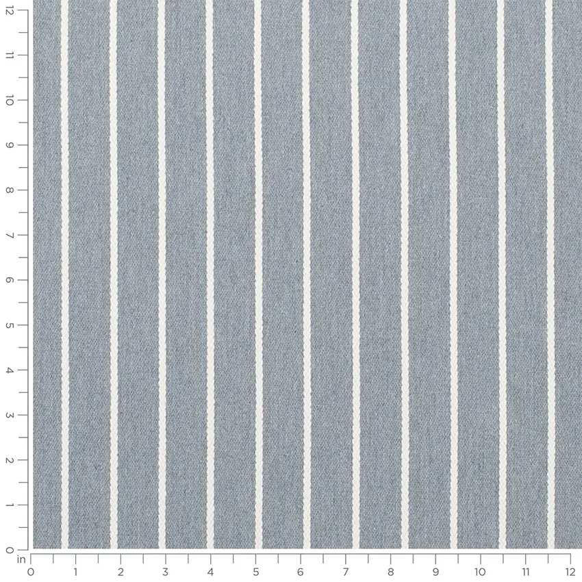 Lawrence Nautical Blue Stripe Woven Patterns Drapery and Upholstery Fabric by the Yard — Scale in inches
