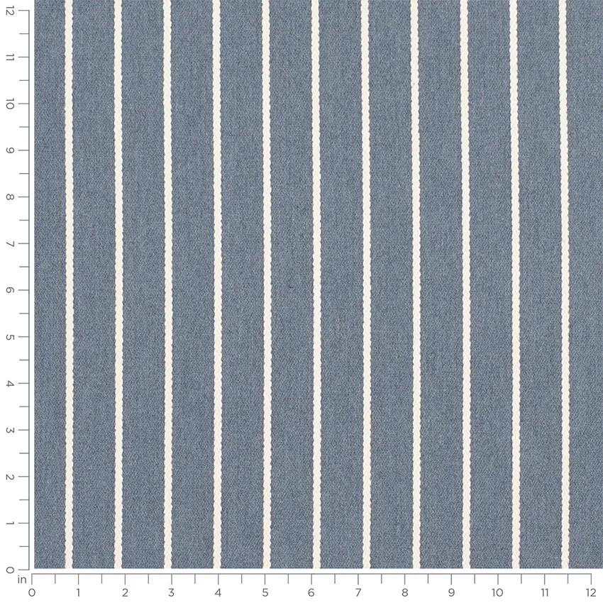 Lawrence Haze Blue Stripe Woven Patterns Drapery and Upholstery Fabric by the Yard — Scale in inches