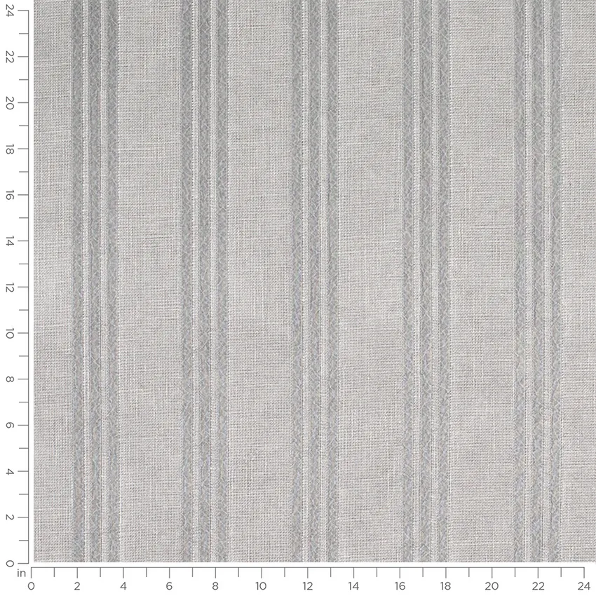 Lennox Pewter Grey & Silver Stripe Linen & Linen Looks Drapery and Upholstery Fabric by the Yard — Scale in inches