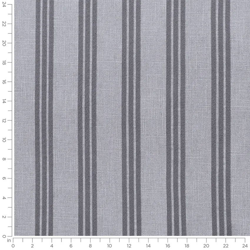 Lennox Blueberry Blue Stripe Linen & Linen Looks Drapery and Upholstery Fabric by the Yard — Scale in inches