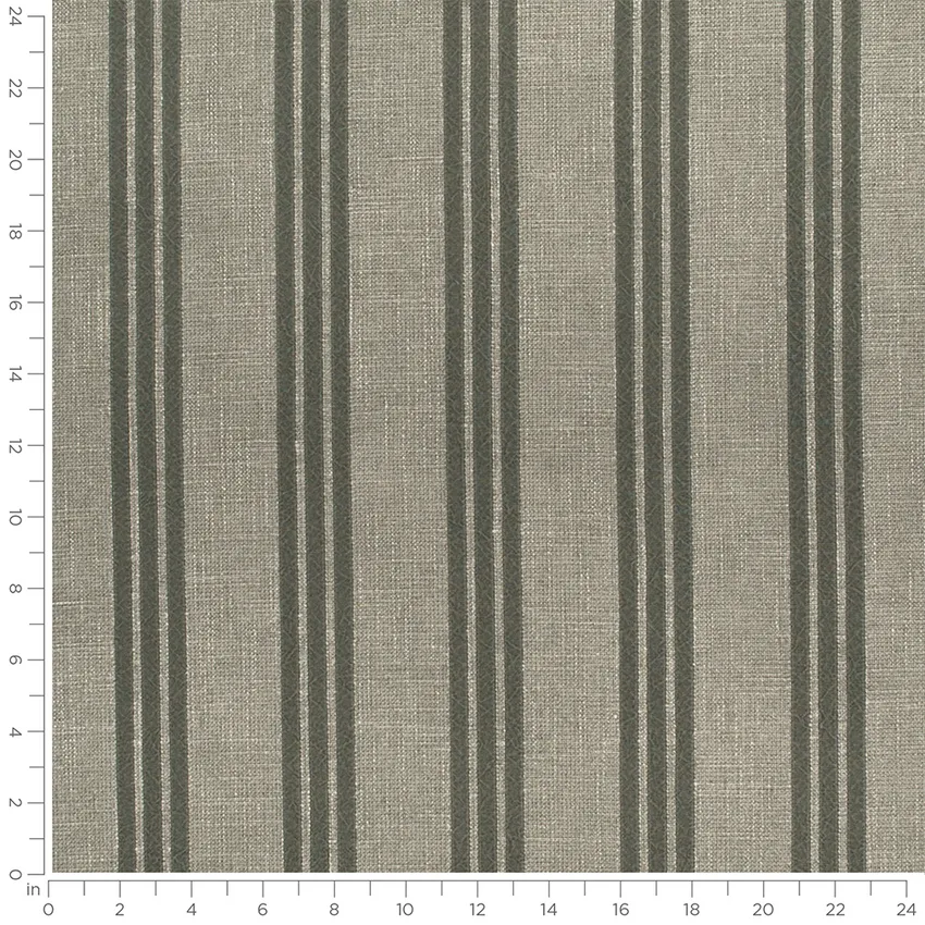Lennox Spruce Green Stripe Linen & Linen Looks Drapery and Upholstery Fabric by the Yard — Scale in inches