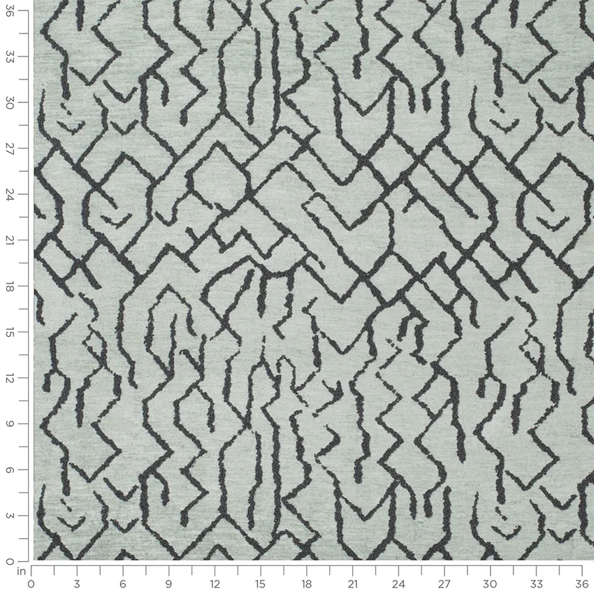 Lenora Pool Blue Abstract & Geometric Chenille Upholstery Fabric by the Yard — Scale in inches