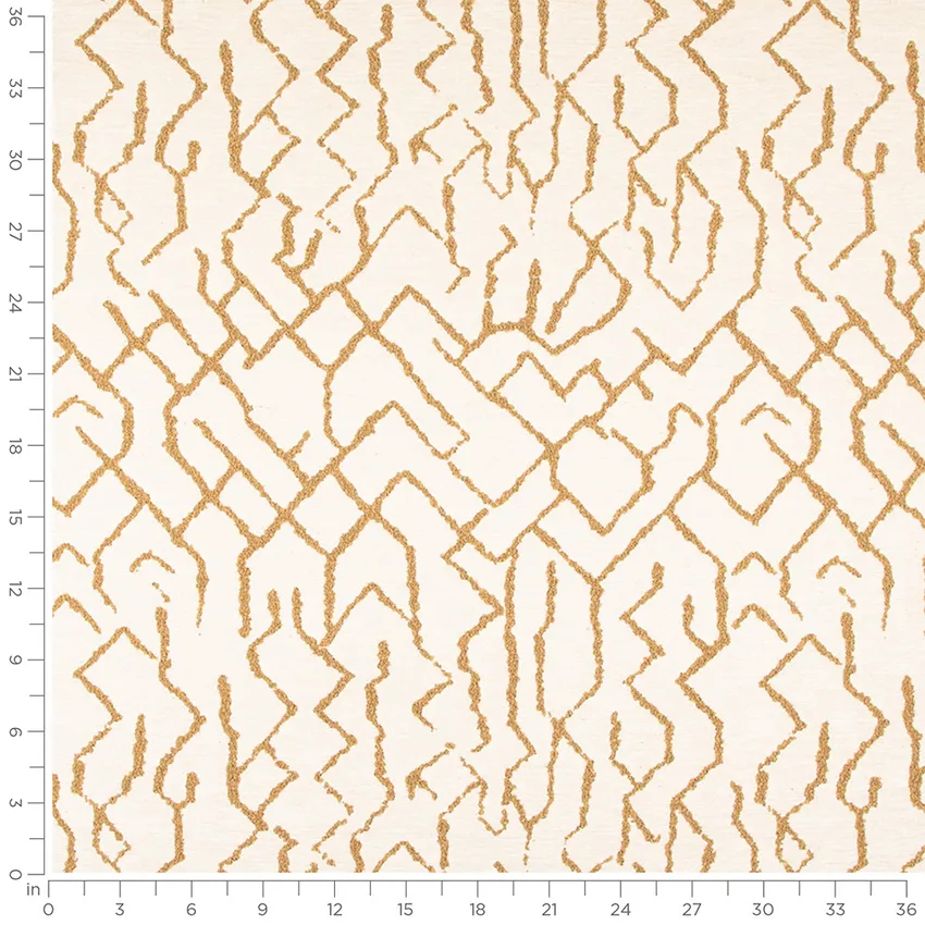 Lenora Cornsilk Gold & Yellow Abstract & Geometric Chenille Upholstery Fabric by the Yard — Scale in inches
