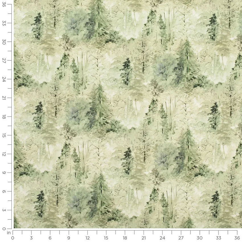 Leopold Forest Green Abstract & Geometric Prints Drapery and Upholstery Fabric by the Yard — Scale in inches