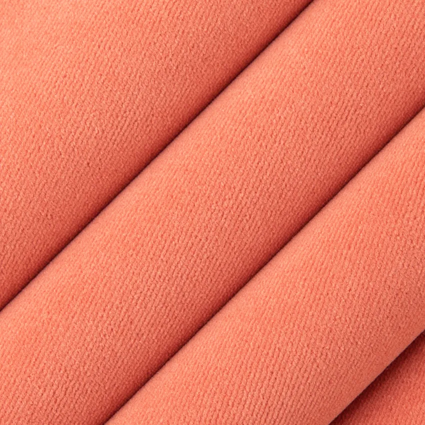 Liam Coral & Peach and Red & Burgundy Plain & Solid Velvet Upholstery Fabric by the Yard — Upholstery Fabric