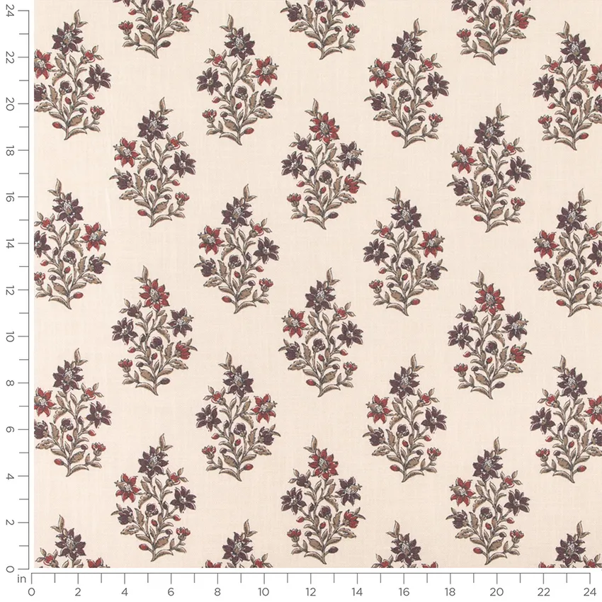 Lillian Currant Purple Abstract & Geometric Linen & Linen Looks Drapery and Upholstery Fabric by the Yard — Scale in inches