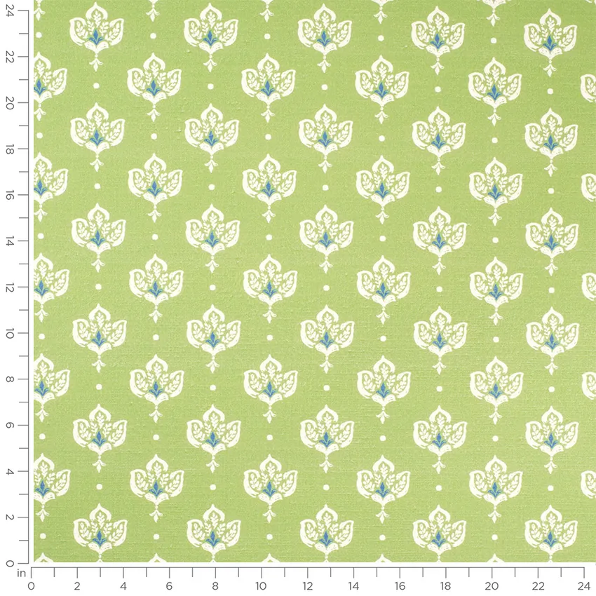 Linden Avocado Green Abstract & Geometric Prints Drapery and Upholstery Fabric by the Yard — Scale in inches