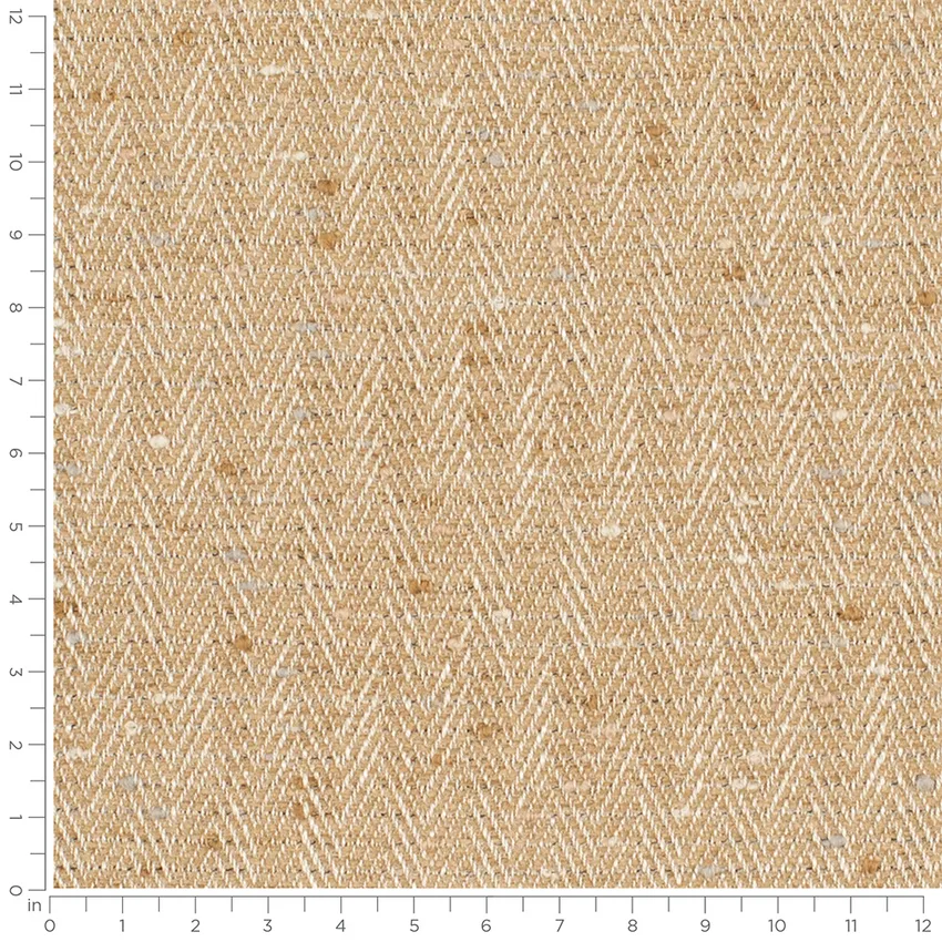 Lucy Acorn Neutral Herringbone & Chevron Linen & Linen Looks Upholstery Fabric by the Yard — Scale in inches