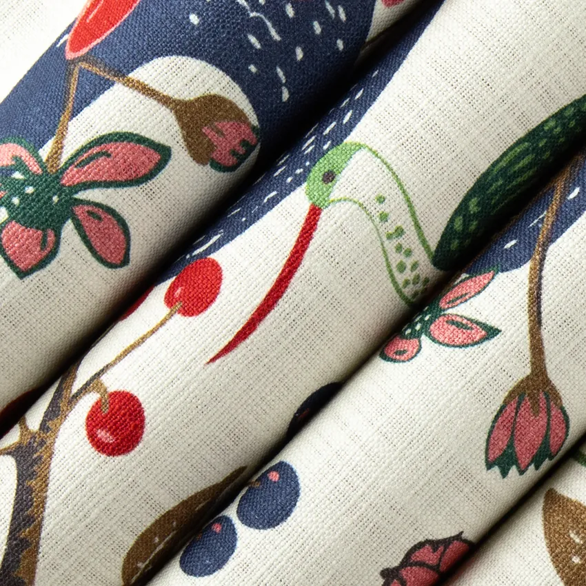 Madeline Jewel Blue and Coral & Peach Abstract & Geometric Prints Drapery and Upholstery Fabric by the Yard — Upholstery and Drapery Fabric