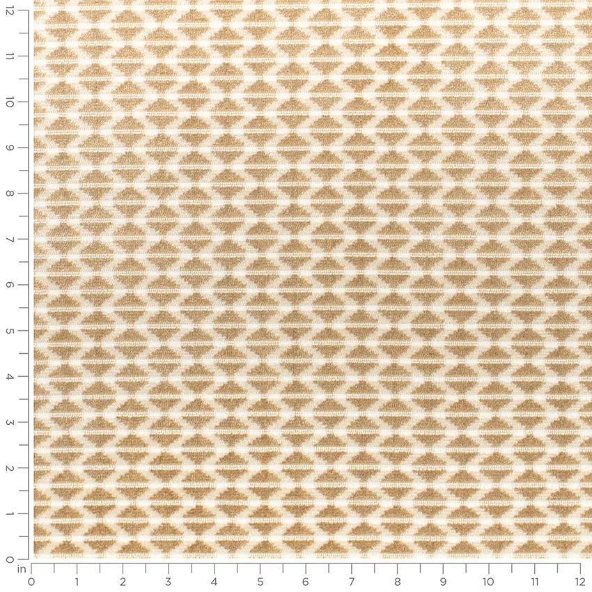 Marathon Fawn Neutral Abstract & Geometric Velvet Upholstery Fabric by the Yard — Scale in inches