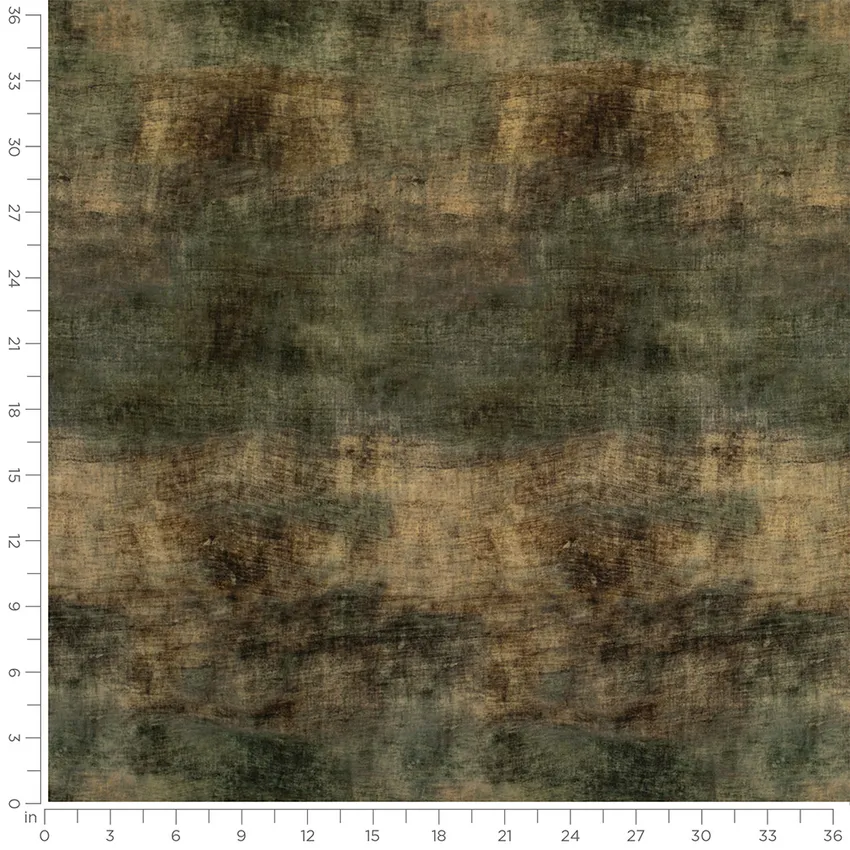 Patina Moss Green Abstract & Geometric Prints Drapery and Upholstery Fabric by the Yard — Scale in inches