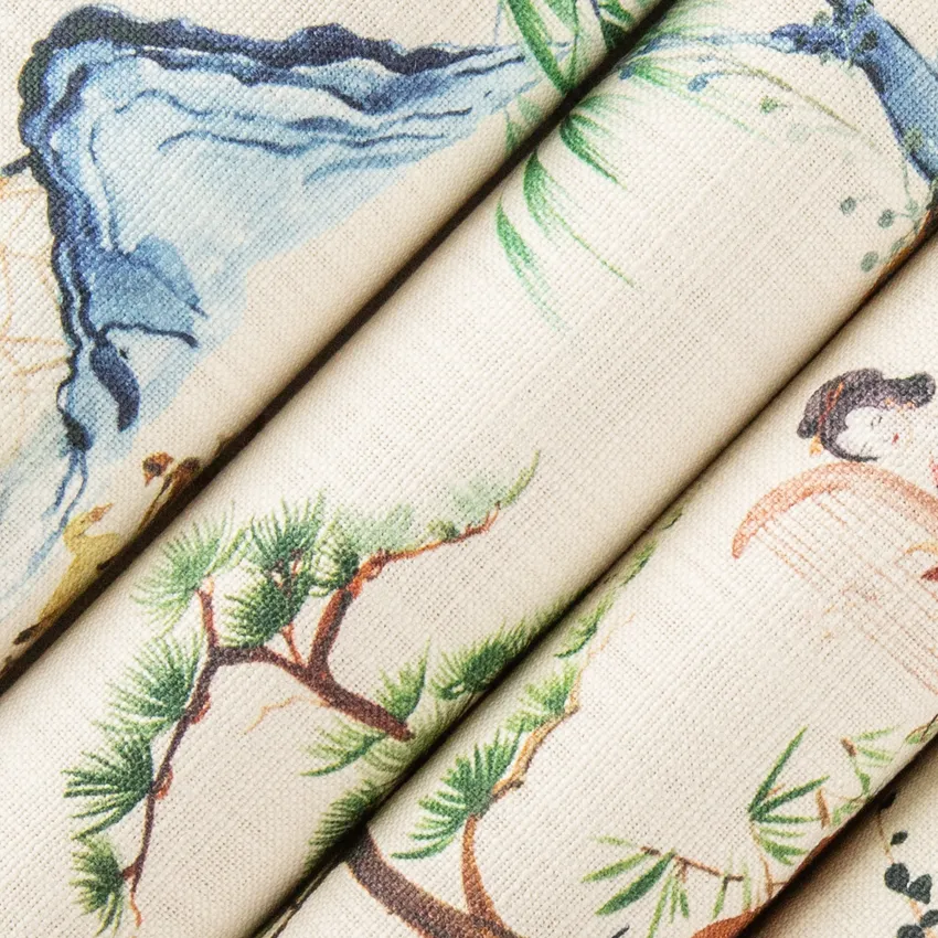 Mindy Garden Blue and Green Global Prints Drapery and Upholstery Fabric by the Yard — Upholstery and Drapery Fabric