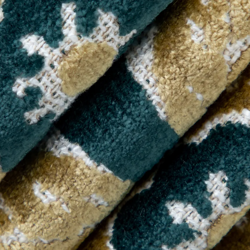 Martina Prussian Aqua & Teal Abstract & Geometric Velvet Upholstery Fabric by the Yard — Upholstery Fabric