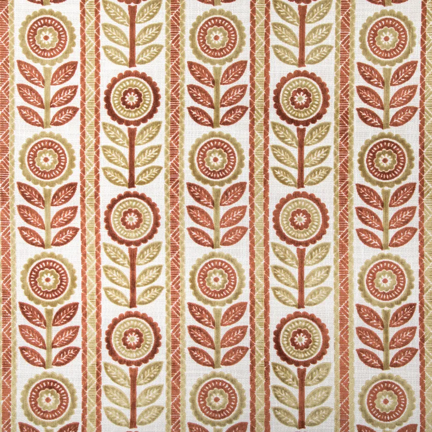 Martina Persimmon Orange & Rust Abstract & Geometric Velvet Upholstery Fabric by the Yard