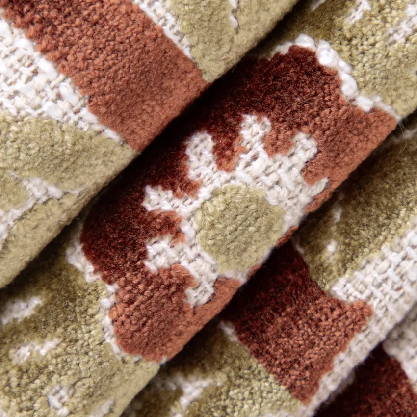 Martina Persimmon Orange & Rust Abstract & Geometric Velvet Upholstery Fabric by the Yard — Upholstery Fabric