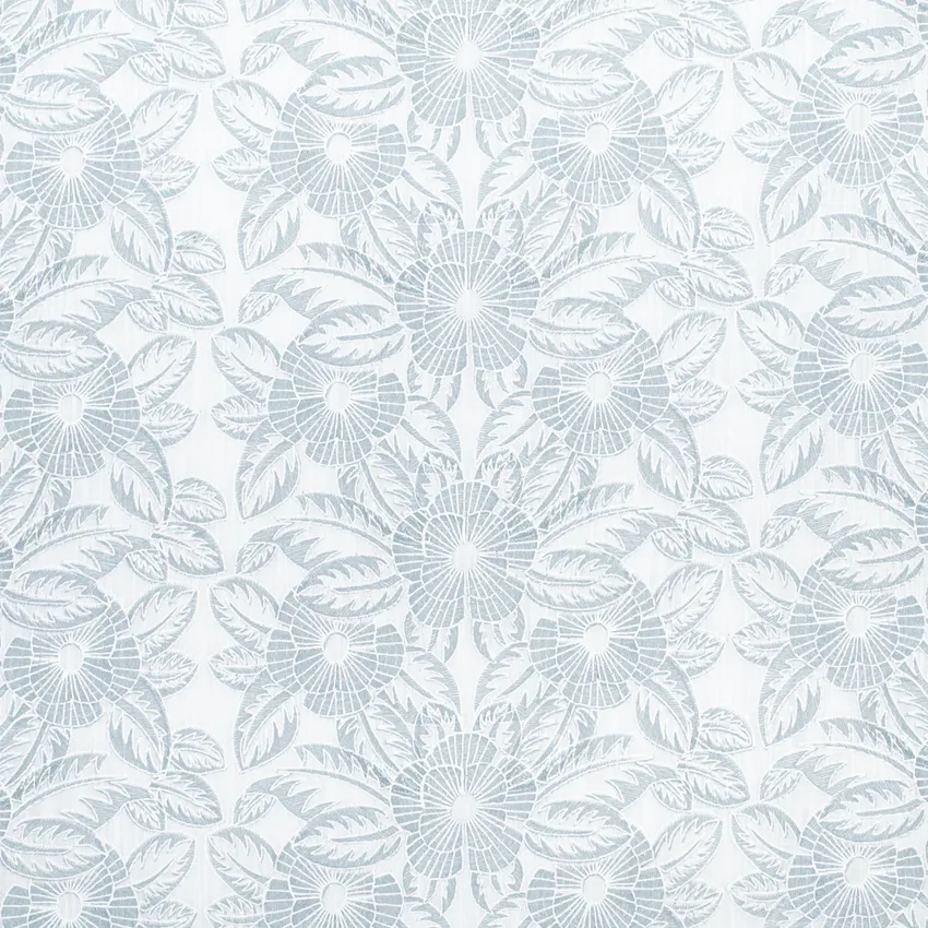 Mckenna Ice Blue Floral Embroidery Drapery Fabric by the Yard
