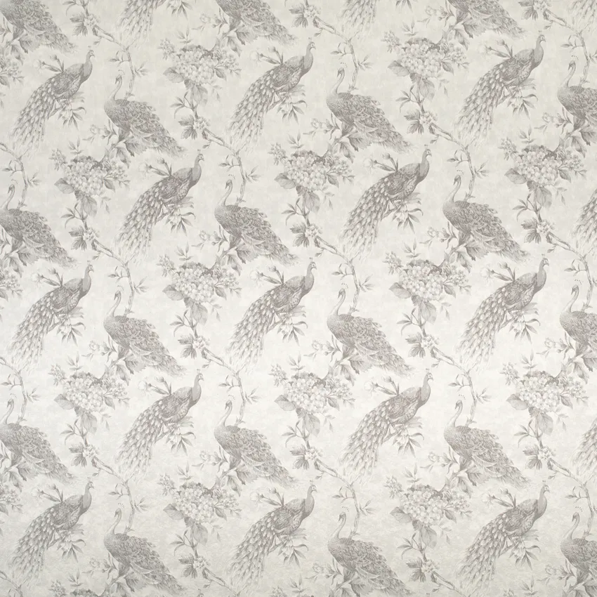 Medora Pewter Grey & Silver and Neutral Birds Woven Patterns Drapery and Upholstery Fabric by the Yard