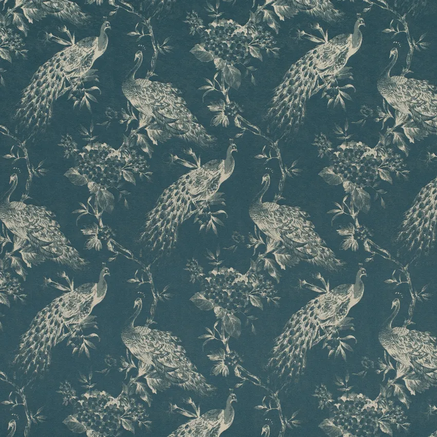 Medora Teal Aqua & Teal Birds Woven Patterns Drapery and Upholstery Fabric by the Yard