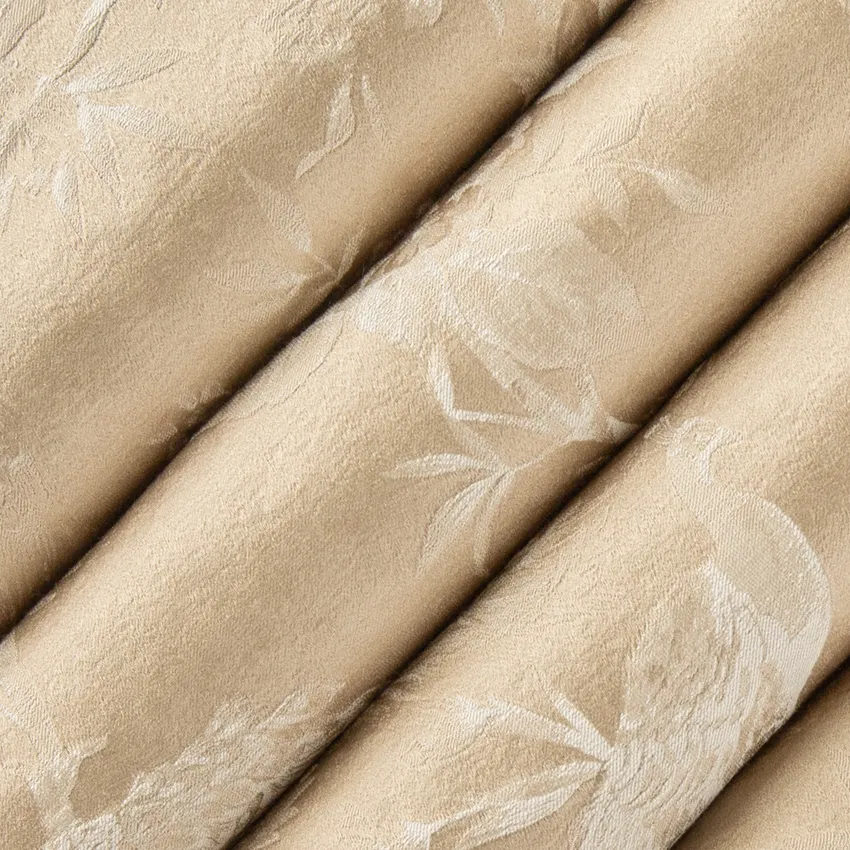 Medora Buff Neutral Birds Woven Patterns Drapery and Upholstery Fabric by the Yard — Upholstery and Drapery Fabric