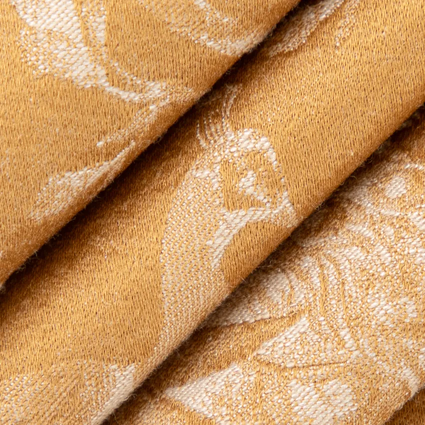 Medora Amber Gold & Yellow Birds Woven Patterns Drapery and Upholstery Fabric by the Yard — Upholstery and Drapery Fabric