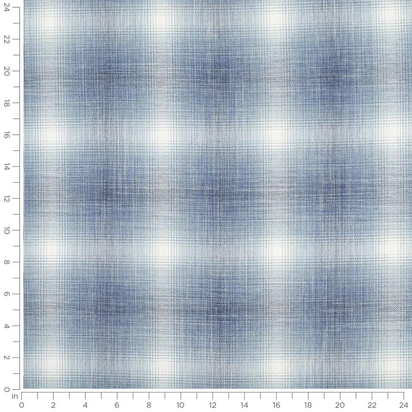 Megan Horizon Blue Abstract & Geometric Linen & Linen Looks Drapery and Upholstery Fabric by the Yard — Scale in inches