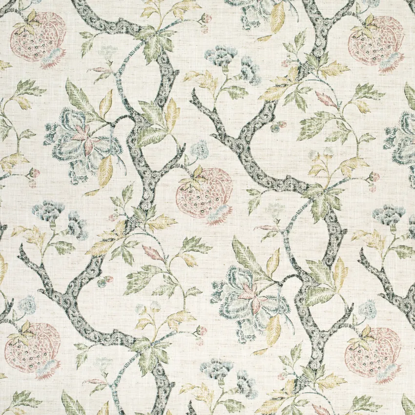 Mimi Herbal Green Floral Prints Drapery and Upholstery Fabric by the Yard