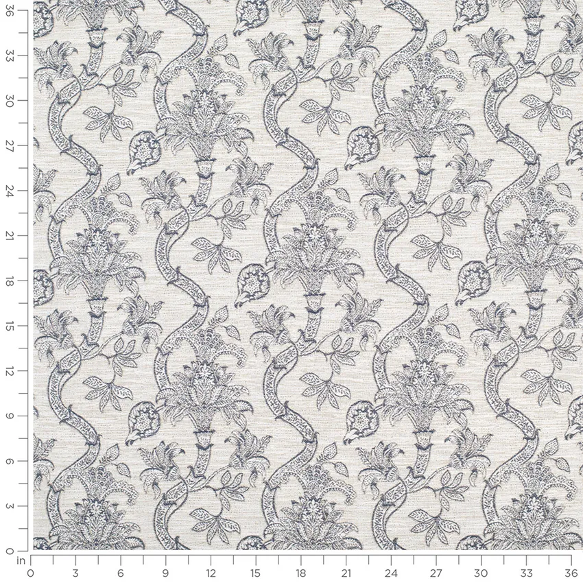 Miriam Baltic Blue Abstract & Geometric Crypton Upholstery Fabric by the Yard — Scale in inches