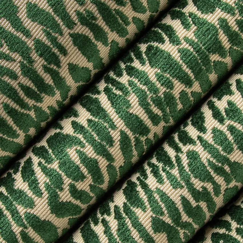 Nala Emerald Green Abstract & Geometric Velvet Upholstery Fabric by the Yard — Upholstery Fabric
