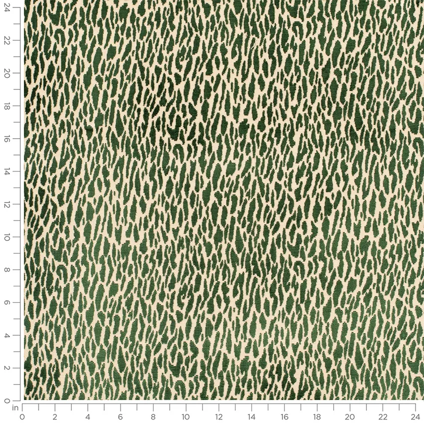 Nala Emerald Green Abstract & Geometric Velvet Upholstery Fabric by the Yard — Scale in inches