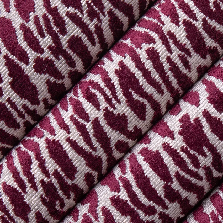 Nala Cabernet Red & Burgundy Abstract & Geometric Velvet Upholstery Fabric by the Yard — Upholstery Fabric