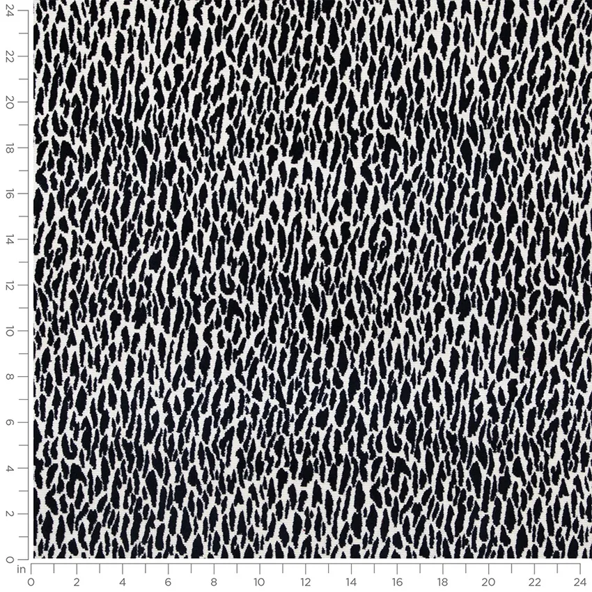 Nala Squid Ink Black Abstract & Geometric Velvet Upholstery Fabric by the Yard — Scale in inches