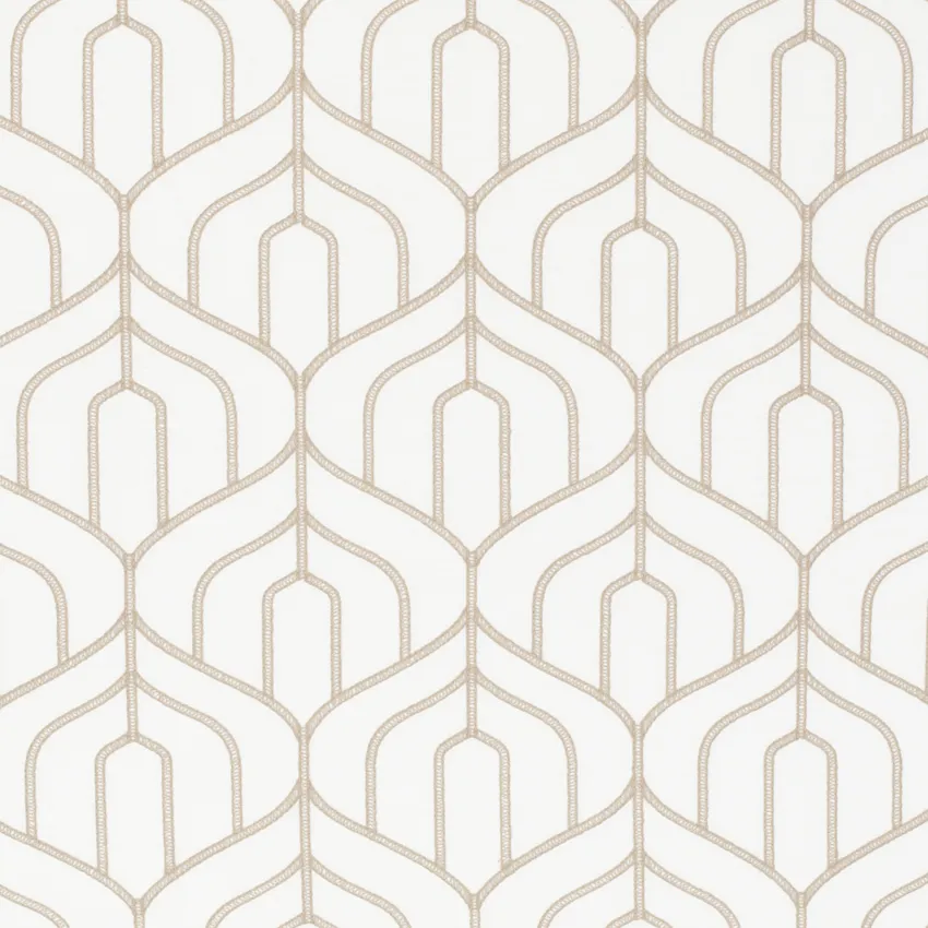 Naomi Almond Neutral Abstract & Geometric Embroidery Drapery and Upholstery Fabric by the Yard