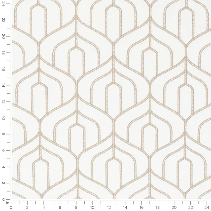 Naomi Almond Neutral Abstract & Geometric Embroidery Drapery and Upholstery Fabric by the Yard — Scale in inches