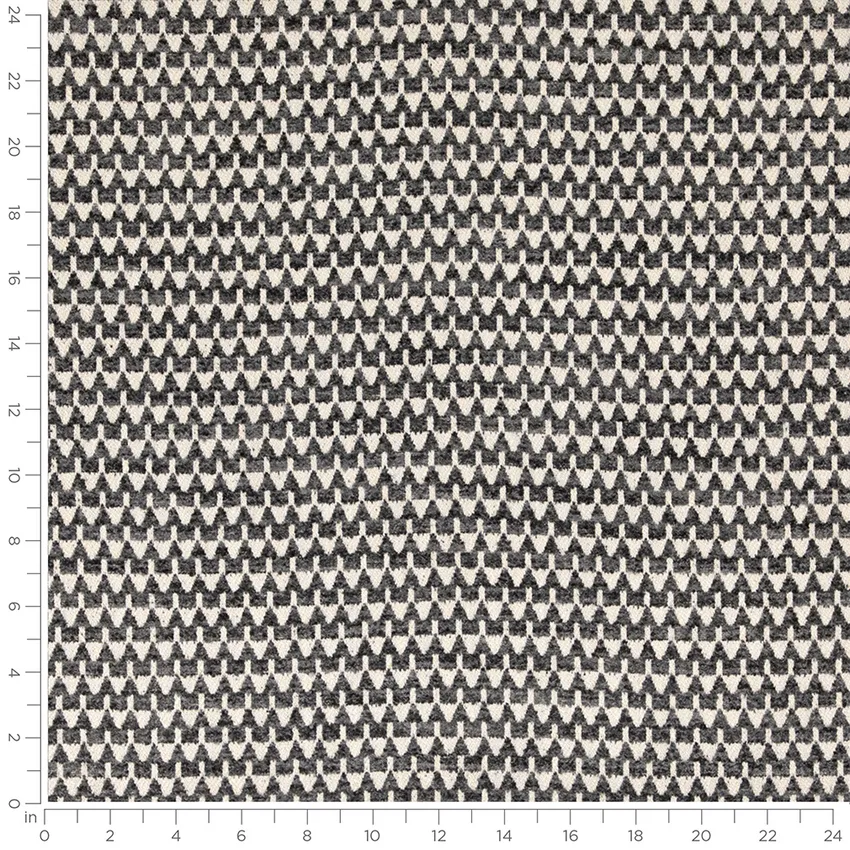 Neptune Tuxedo Black and Grey & Silver Abstract & Geometric Linen & Linen Looks Upholstery Fabric by the Yard — Scale in inches