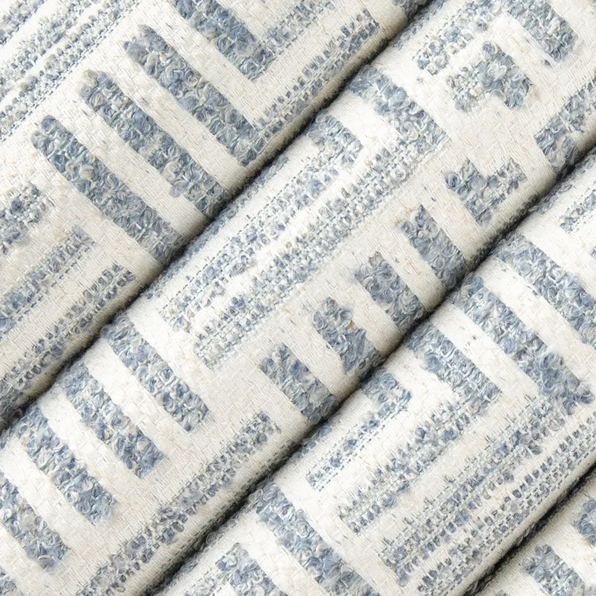 Newhaven Heather Blue Abstract & Geometric Boucle Upholstery Fabric by the Yard — Upholstery Fabric