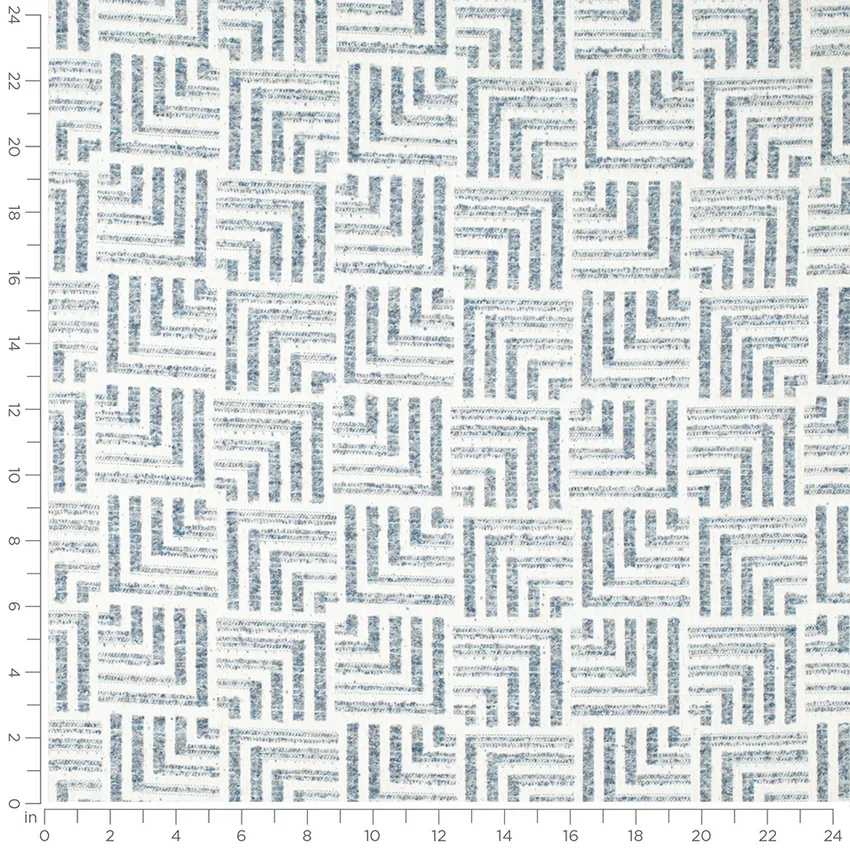 Newhaven Heather Blue Abstract & Geometric Boucle Upholstery Fabric by the Yard — Scale in inches